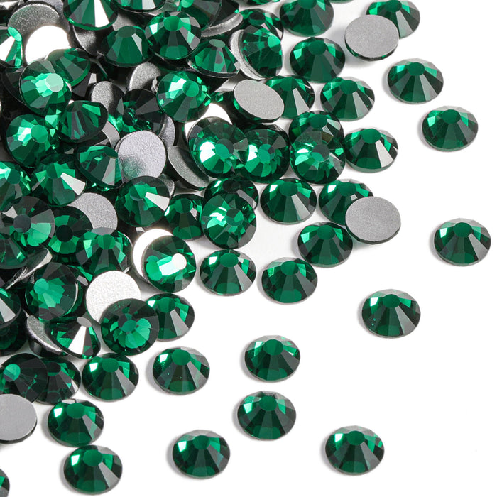 Beadsland Flat Back Crystal Rhinestones Round Gems For Nail Art And Craft Glue Fix - Emerald