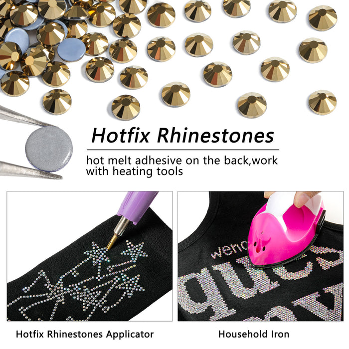 Beadsland Hotfix Rhinestones, Crystal Rhinestones for Crafts Clothes DIY Decoration- Aurum