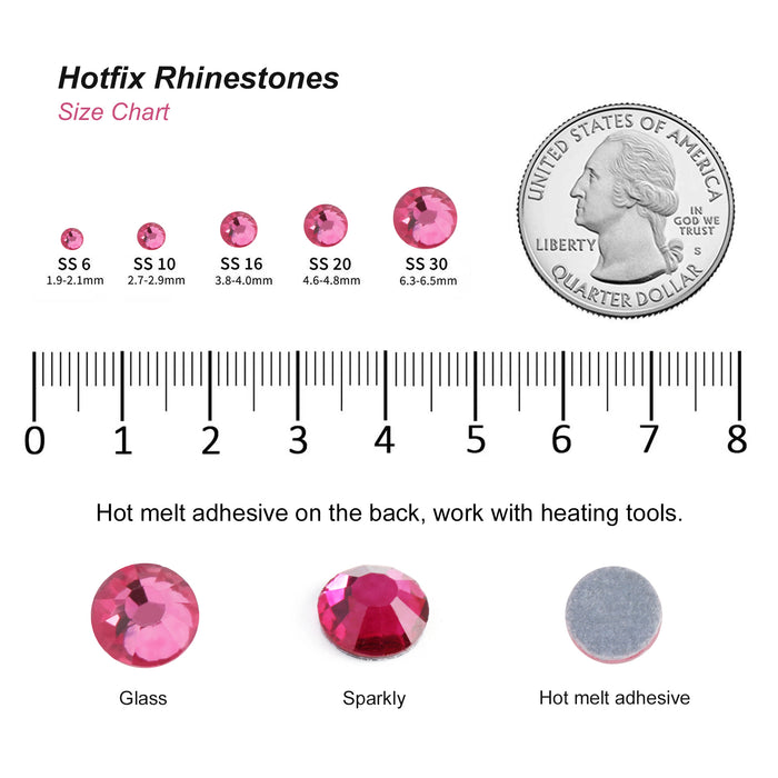 Hotfix Rhinestones Bulk for Crafts Clothes,Hotfix Crystals DIY Decoration, SS6-SS30 - Rose