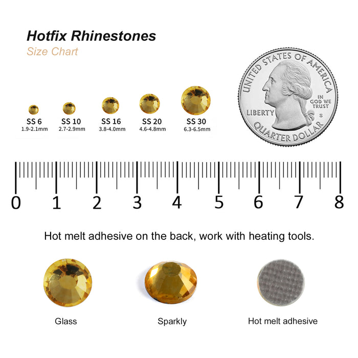 Hotfix Rhinestones Bulk for Crafts Clothes,Hotfix Crystals DIY Decoration, SS6-SS30 - Light Colorado Topaz