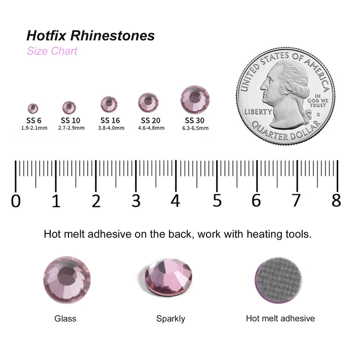 Hotfix Rhinestones Bulk for Crafts Clothes,Hotfix Crystals DIY Decoration, SS6-SS30 - Light Amethyst