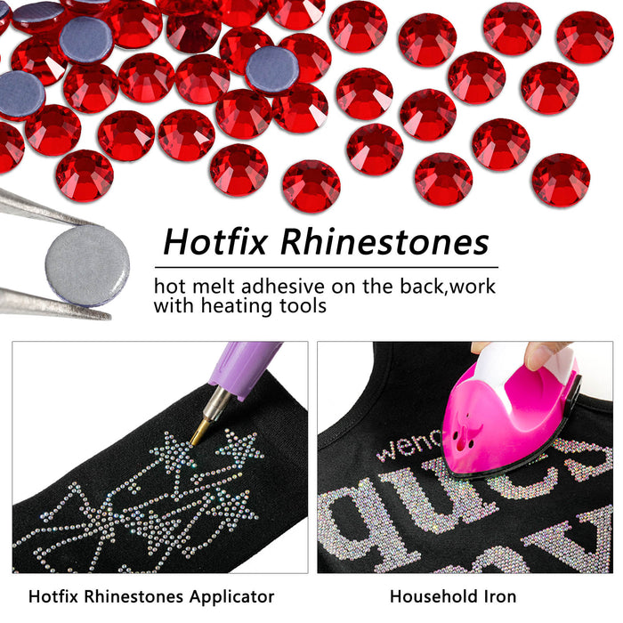 Beadsland Hotfix Rhinestones Bulk, Hot Fix Rhinestones for Crafts Clothes DIY Decoration, Light Siam