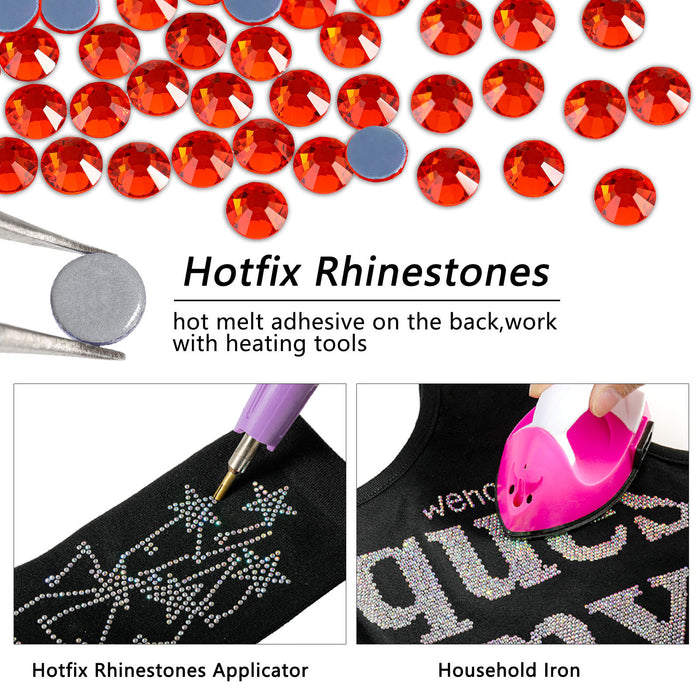 Beadsland Hotfix Rhinestones Bulk, Hot Fix Rhinestones for Crafts Clothes DIY Decoration, Orange