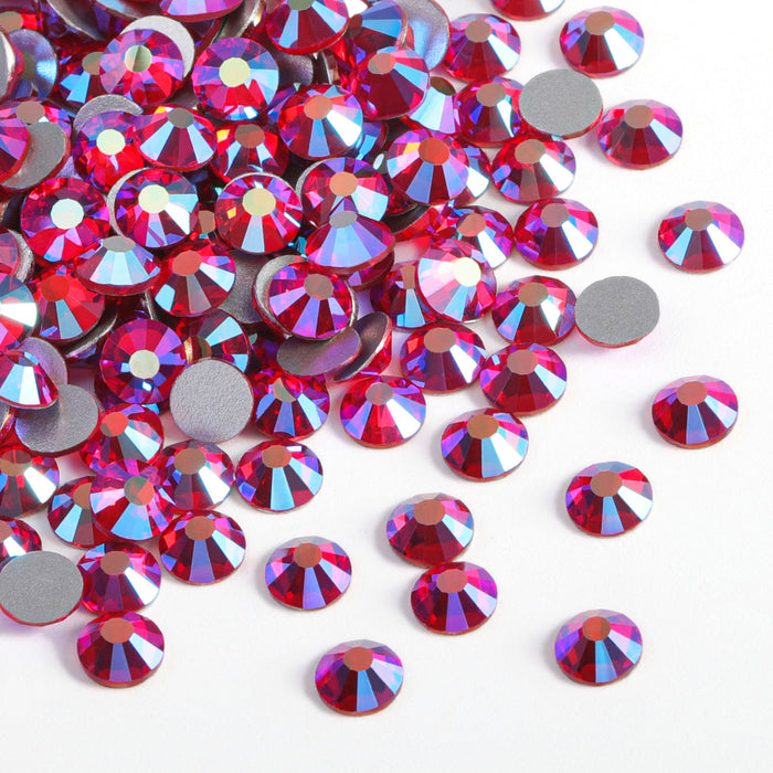 Beadsland Flat Back Crystal Rhinestones Round Gems For Nail Art And Craft Glue Fix - Light Siam AB