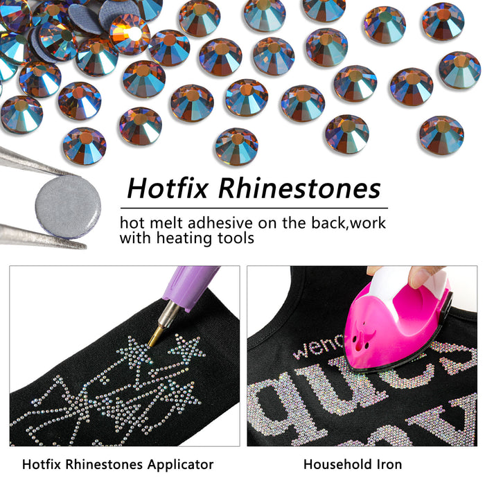 Beadsland Hotfix Rhinestones, Crystal Rhinestones for Crafts Clothes DIY Decoration- Lt.cooradol topazAB