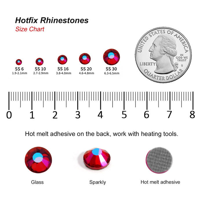 Hotfix Rhinestones Bulk for Crafts Clothes,Hotfix Crystals DIY Decoration, SS6-SS30 - Siam AB