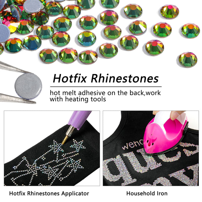 Beadsland Hotfix Rhinestones, Crystal Rhinestones for Crafts Clothes DIY Decoration-Rainbow