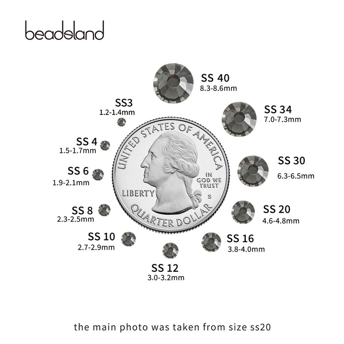 Beadsland Hotfix Rhinestones Bulk, Hot Fix Rhinestones for Crafts Clothes DIY Decoration, SS10-SS30-Blackdiamond