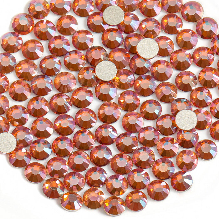 Beadsland Flat Back Crystal Rhinestones Round Gems For Nail Art And Craft Glue Fix - Amber