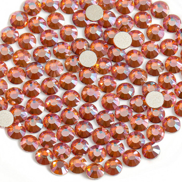 Beadsland - Diamantes de imitación de cristal con parte trasera plana, gemas redondas para decoración de uñas y pegamento para manualidades, color ámbar