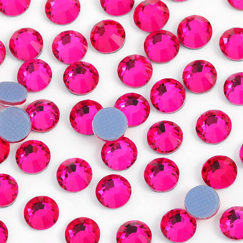 Beadsland Hotfix Rhinestones, Crystal Rhinestones for Crafts Clothes DIY Decoration- Hot Pink