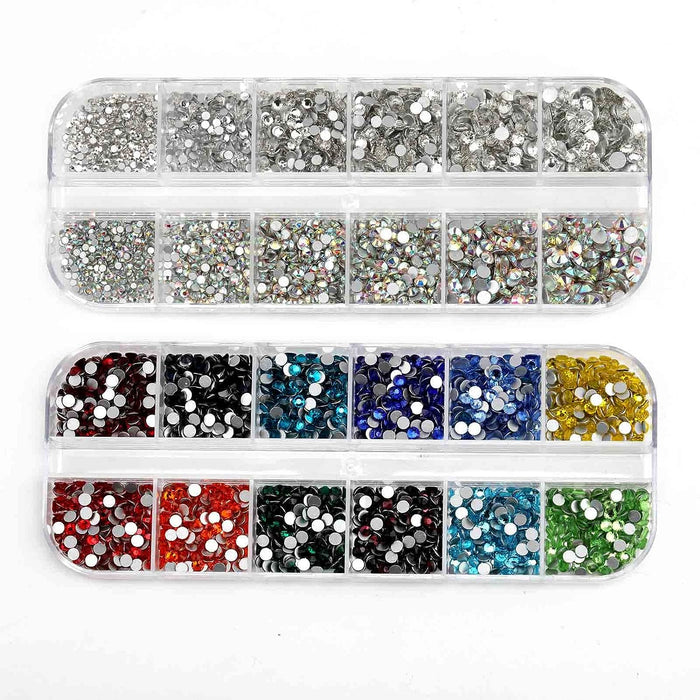 Beadsland 5280 Pieces Nail Art Rhinestones,Small Rhinestone for Makeup,Face Eye Rhinestones Set Mix 12 Colors(SS10) and 6 Sizes(SS4-SS16) for Clear and Clear AB (Set 01)