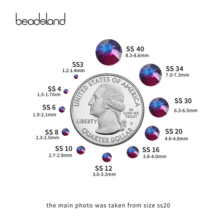 Beadsland - Diamantes de imitación de cristal con parte trasera plana, gemas redondas para decoración de uñas y pegamento para manualidades, color azul volcán