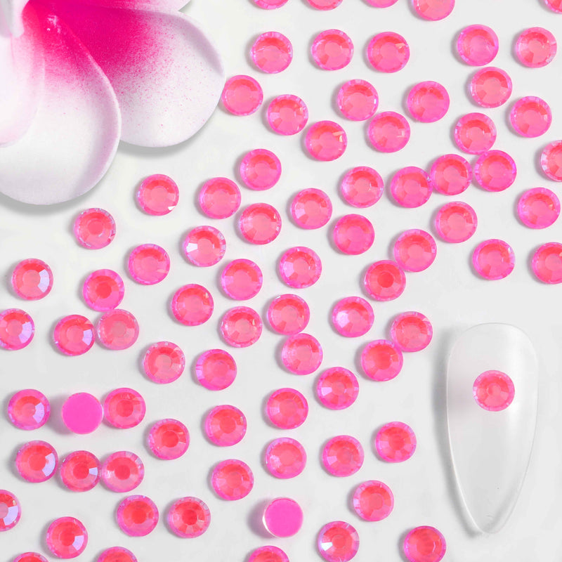 Beadsland Flat Back Crystal Rhinestones Round Gems For Nail Art And Craft Glue Fix - Luminous Rose