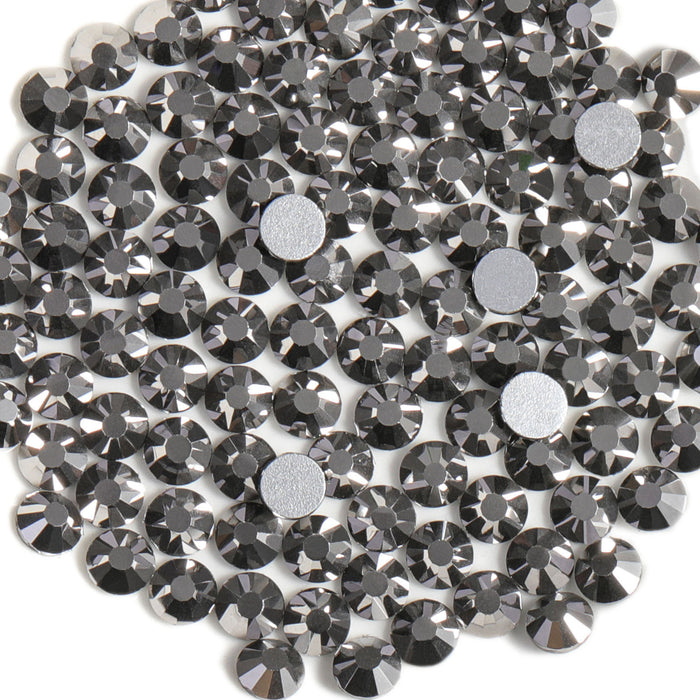 Beadsland - Diamantes de imitación de cristal con parte trasera plana, gemas redondas para decoración de uñas y pegamento para manualidades, hematita