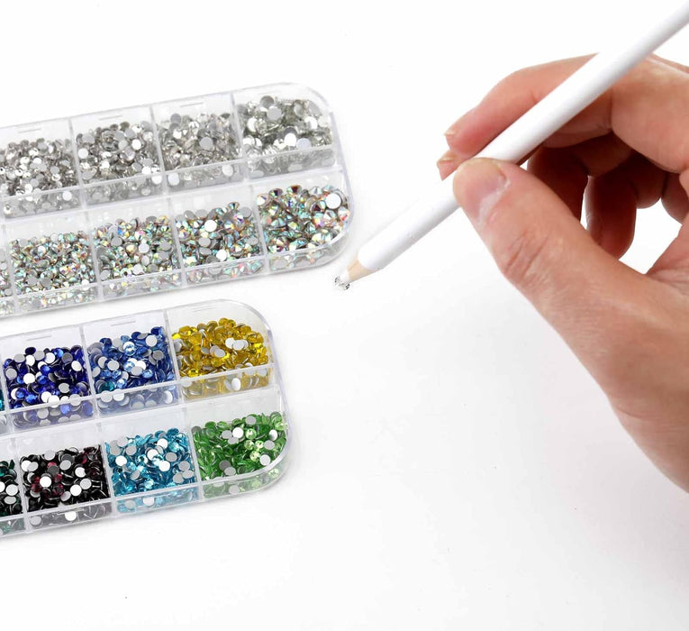 Beadsland 5280 Pieces Nail Art Rhinestones,Small Rhinestone for Makeup,Face Eye Rhinestones Set Mix 12 Colors(SS10) and 6 Sizes(SS4-SS16) for Clear and Clear AB (Set 01)