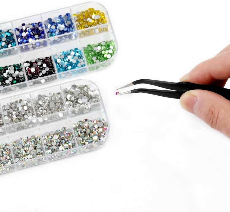 Beadsland 5280 Pieces Nail Art Rhinestones,Small Rhinestone for Makeup,Face Eye Rhinestones Set Mix 12 Colors(SS10) and 6 Sizes(SS4-SS16) for Clear and Clear AB (Set 01)