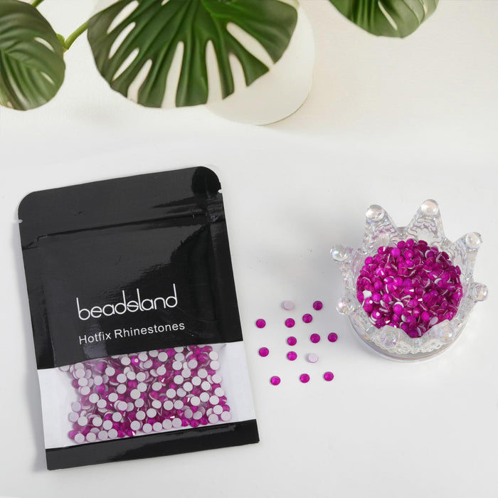 Beadsland Hotfix Rhinestones, Crystal Rhinestones for Crafts Clothes DIY Decoration-Neon Purple