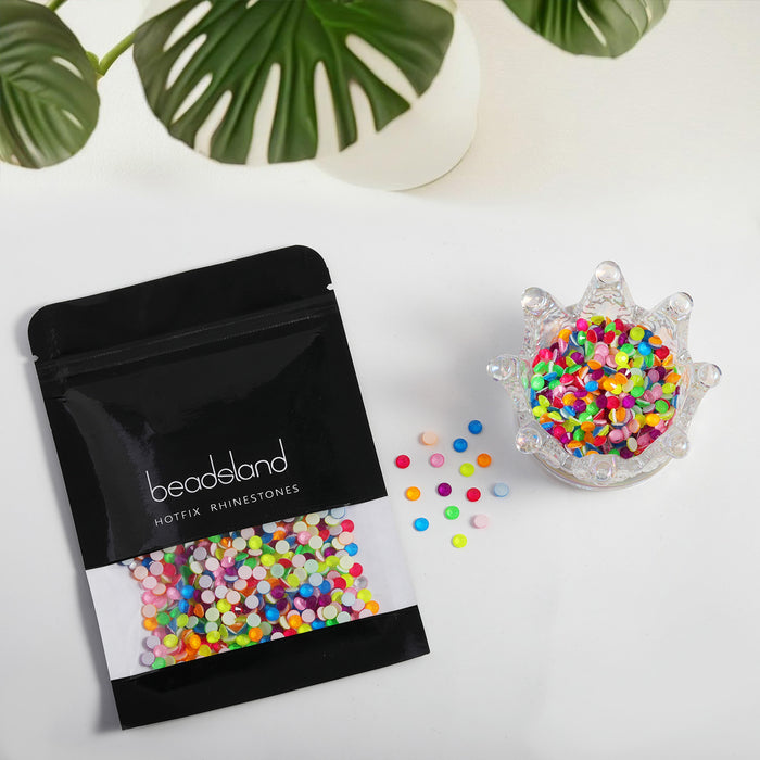 Beadsland Hotfix Rhinestones, Crystal Rhinestones for Crafts Clothes DIY Decoration-Neon Mix