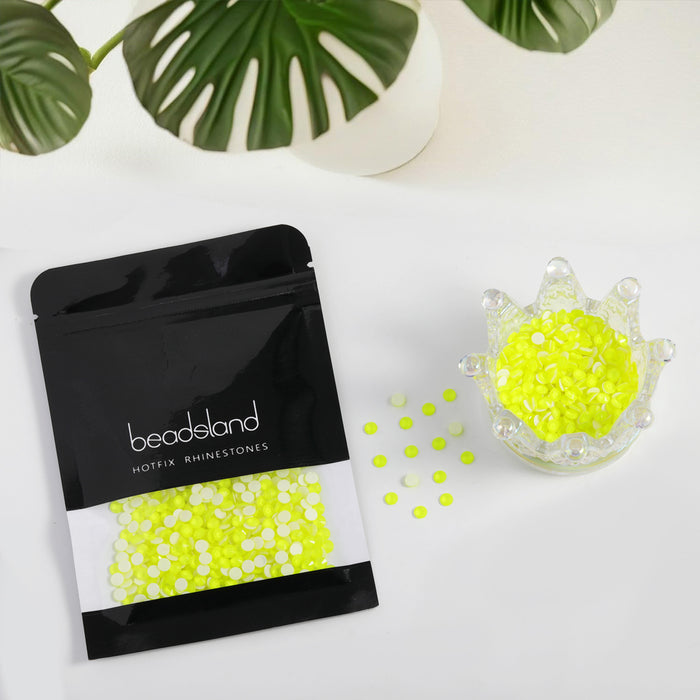 Beadsland Hotfix Rhinestones, Crystal Rhinestones for Crafts Clothes DIY Decoration-Neon Yellow