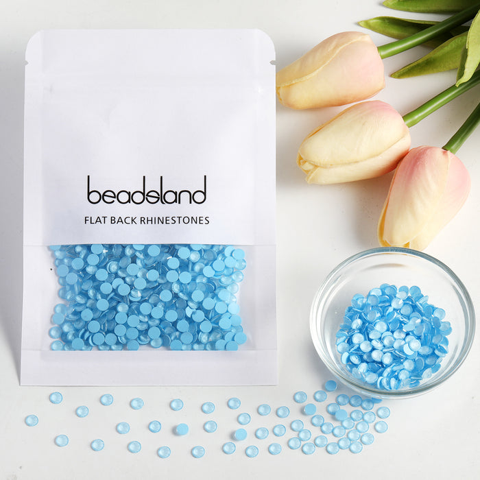 Beadsland Flat Back Crystal Rhinestones Round Gems For Nail Art And Craft Glue Fix - Blue Mocha