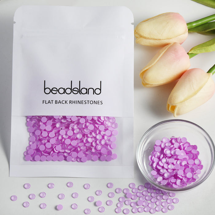 Beadsland Flat Back Crystal Rhinestones Round Gems For Nail Art And Craft Glue Fix - Purple Mocha