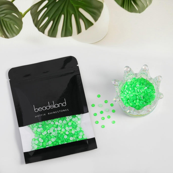 Beadsland Hotfix Rhinestones, Crystal Rhinestones for Crafts Clothes DIY Decoration-Neon Green