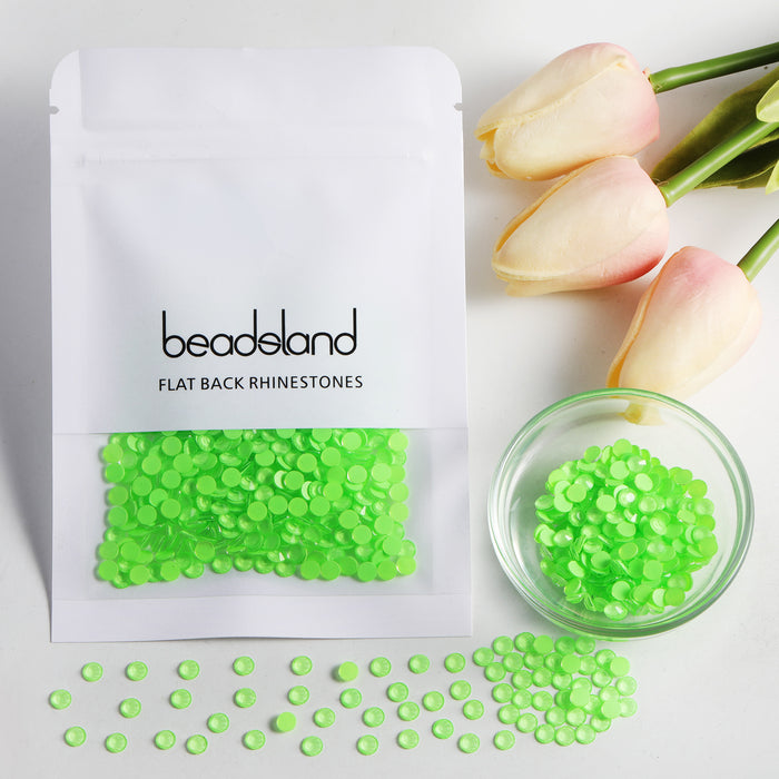 Beadsland Flat Back Crystal Rhinestones Round Gems For Nail Art And Craft Glue Fix - Mocha Green