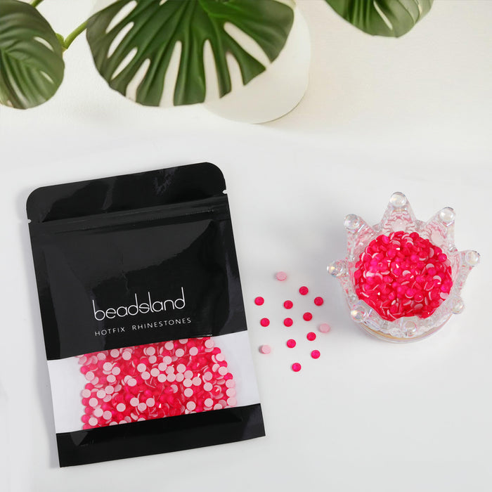 Beadsland Hotfix Rhinestones, Crystal Rhinestones for Crafts Clothes DIY Decoration-Neon Rose