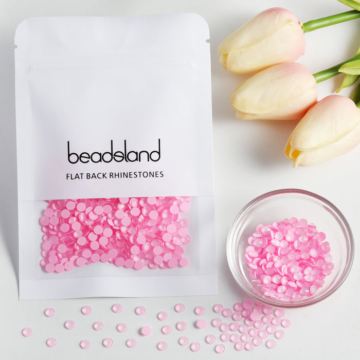 Beadsland Flat Back Crystal Rhinestones Round Gems For Nail Art And Craft Glue Fix - Mocha Light Pink