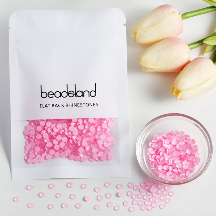 Beadsland Flat Back Crystal Rhinestones Round Gems For Nail Art And Craft Glue Fix - Light Pink Mocha