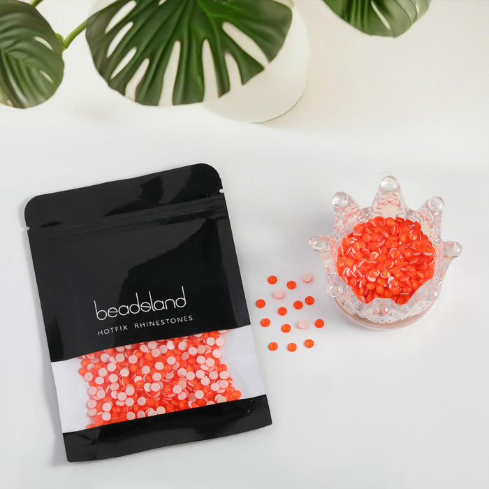 Beadsland Hotfix Rhinestones, Crystal Rhinestones for Crafts Clothes DIY Decoration-Neon Orange
