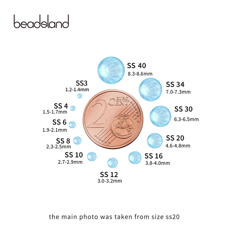 Beadsland Kristall-Strasssteine ​​mit flacher Rückseite, runde Edelsteine ​​für Nagelkunst und Bastelarbeiten, zum Kleben – Saphir