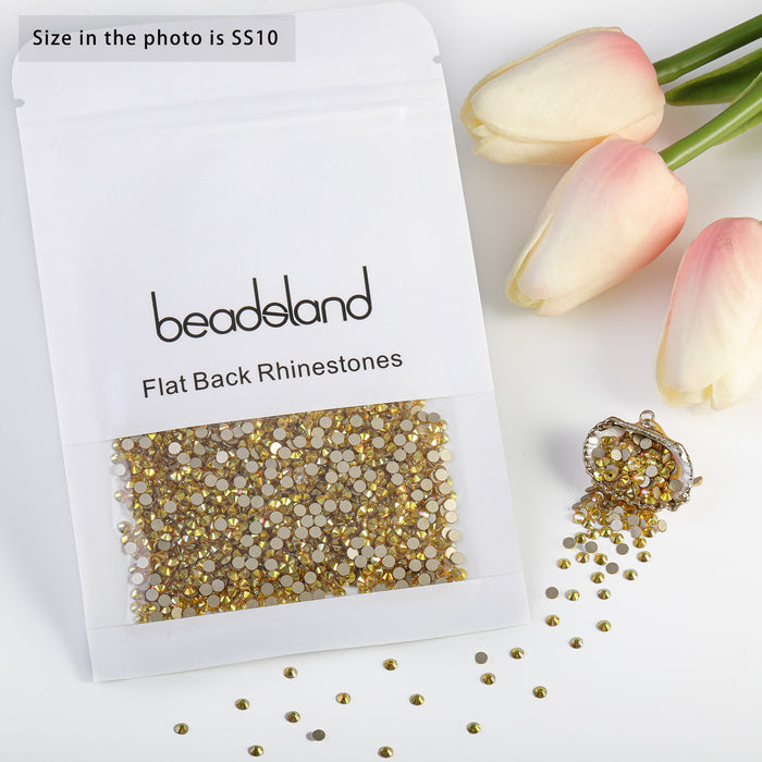 Beadsland Kristall-Strasssteine ​​mit flacher Rückseite, runde Edelsteine ​​für Nagelkunst und Bastelarbeiten, zum Kleben – Metalsunlight