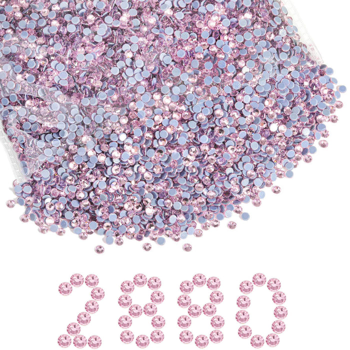 Beadsland Hotfix Rhinestones Bulk, 14400pcs Hot Fix Rhinestones para manualidades Ropa Decoración DIY, SS10-SS30-Light Pink