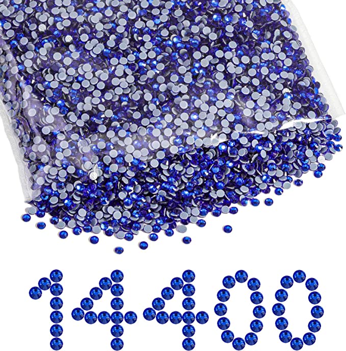 Beadsland Hotfix-Strasssteine ​​in Großpackung, 14400 Stück Hotfix-Strasssteine ​​zum Basteln von Kleidung, DIY-Dekoration, SS10-SS30-Saphir