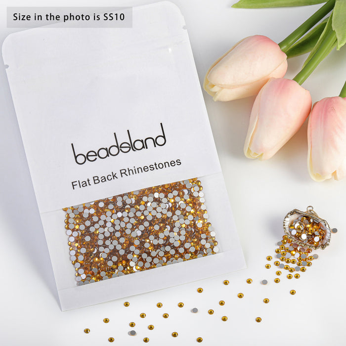 Beadsland Flat Back Crystal Rhinestones Round Gems For Nail Art And Craft Glue Fix - Topaz
