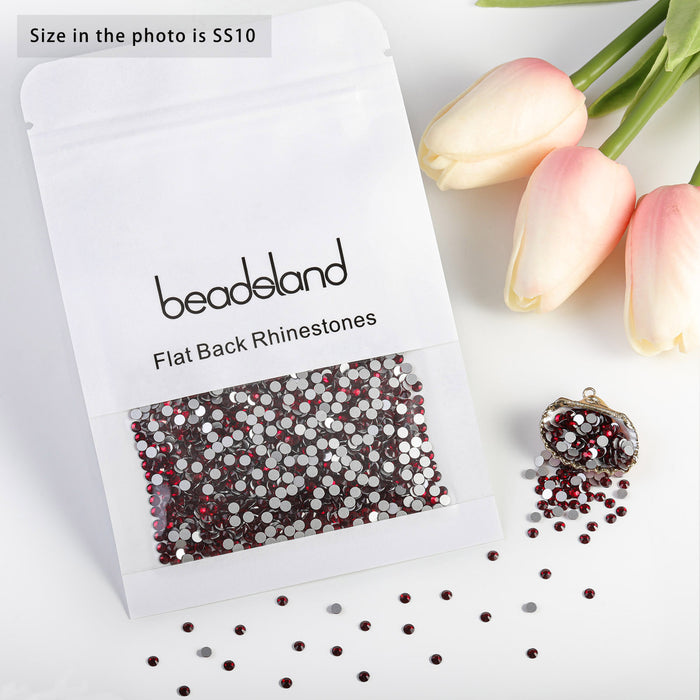 Beadsland Flat Back Crystal Rhinestones Round Gems For Nail Art And Craft Glue Fix- Dark Siam