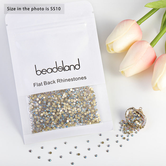 Beadsland Kristall-Strasssteine ​​mit flacher Rückseite, runde Edelsteine ​​für Nagelkunst und Bastelarbeiten, zum Kleben – Blue Moonlight