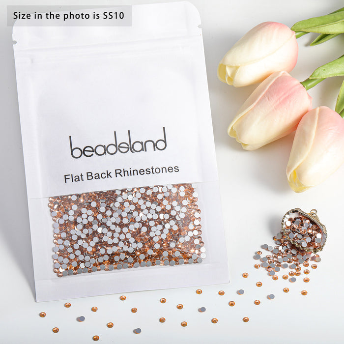 Beadsland Flat Back Crystal Rhinestones Round Gems For Nail Art And Craft Glue Fix - Champagne