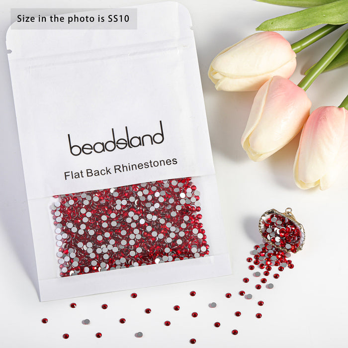 Beadsland Flat Back Crystal Rhinestones Round Gems For Nail Art And Craft Glue Fix - Light Siam