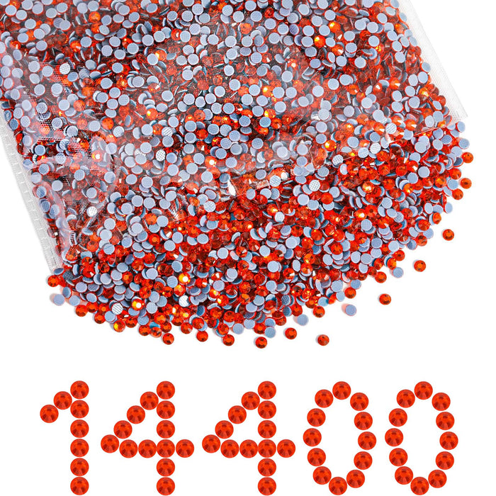 Beadsland Hotfix-Strasssteine ​​in Großpackung, 14400 Stück Hotfix-Strasssteine ​​zum Basteln von Kleidung, DIY-Dekoration, SS10-SS30-Orange