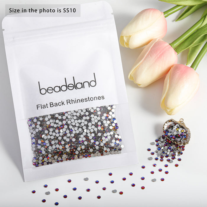 Beadsland Kristall-Strasssteine ​​mit flacher Rückseite, runde Edelsteine ​​für Nagelkunst und Kunsthandwerk, zum Kleben – Blauer Vulkan