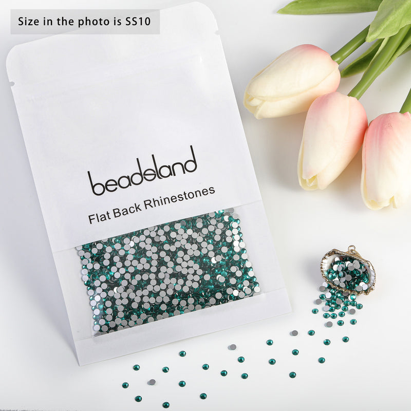 Beadsland Flat Back Crystal Rhinestones Round Gems For Nail Art And Craft Glue Fix - Blue Zircon