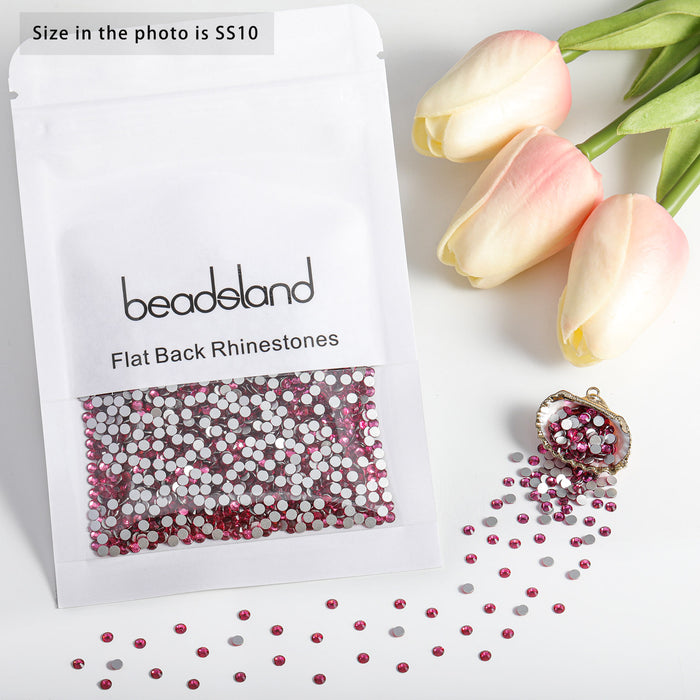 Beadsland Flat Back Crystal Rhinestones Round Gems For Nail Art And Craft Glue Fix- Rose