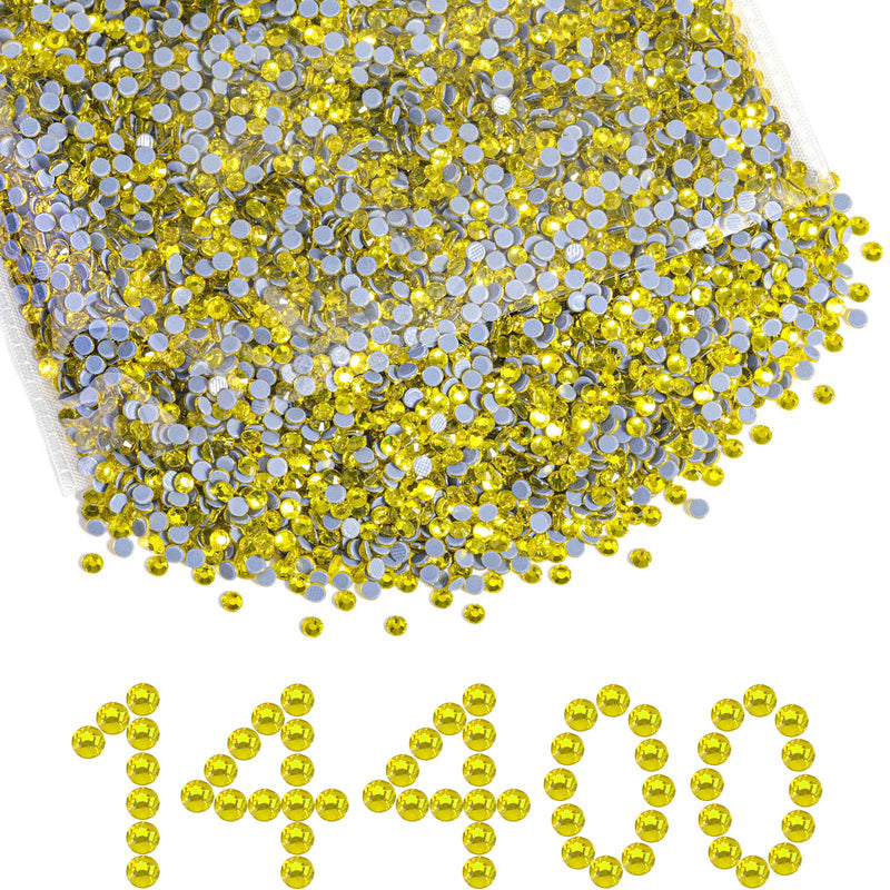 Beadsland Hotfix Rhinestones Bulk, Hot Fix Rhinestones for Crafts Clothes DIY Decoration, Lemon Yellow