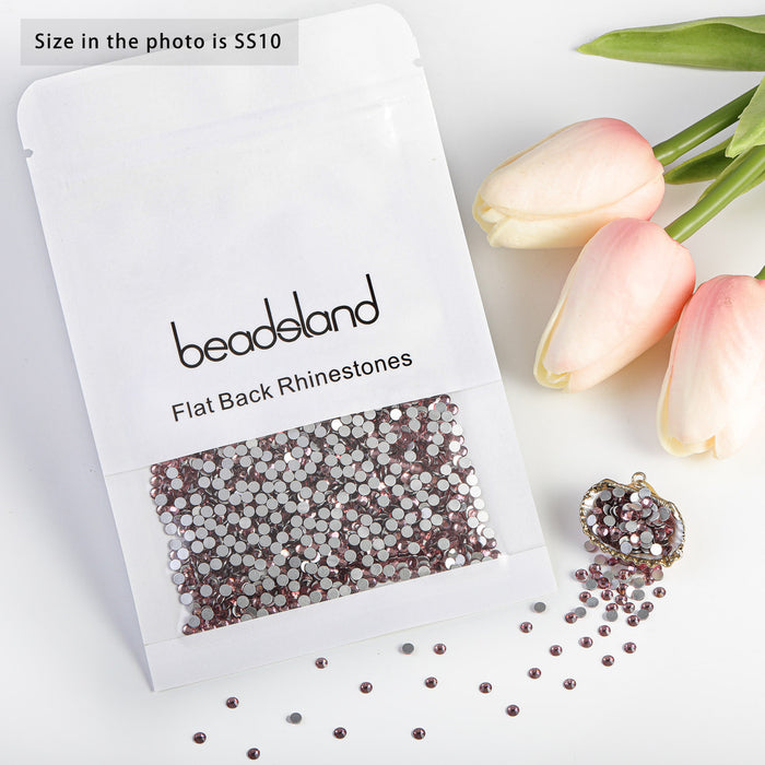 Beadsland Flat Back Crystal Rhinestones Round Gems For Nail Art And Craft Glue Fix- Light purple