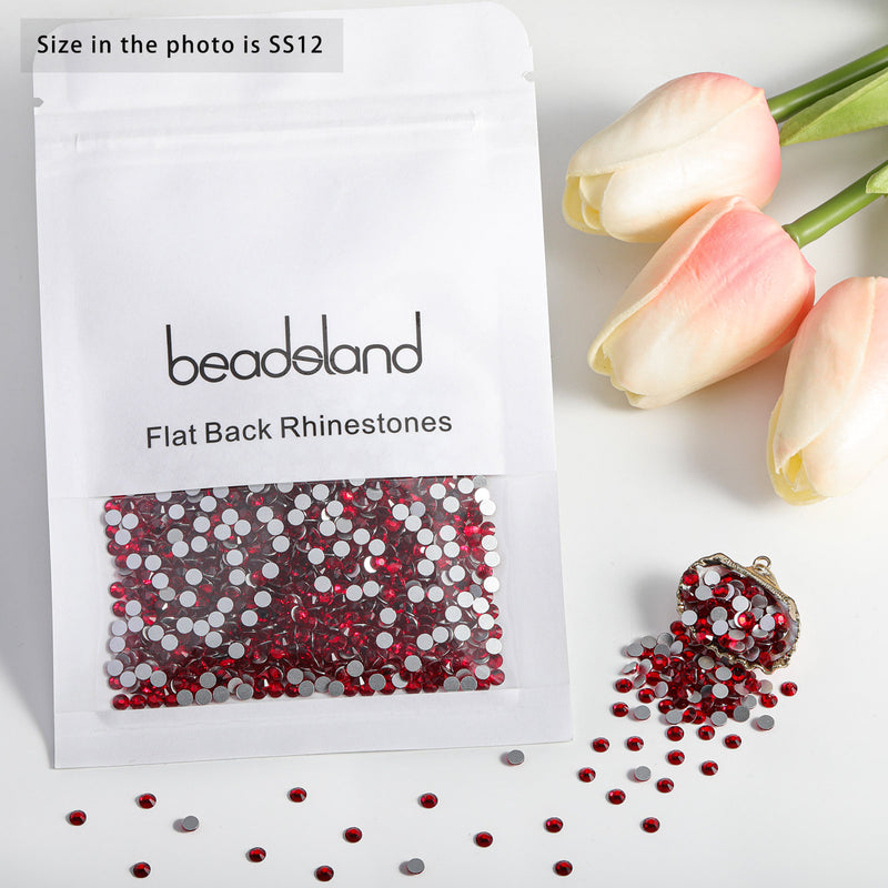 Gemas redondas de diamantes de imitación de cristal con reverso plano de Beadsland para decoración de uñas y pegamento para manualidades - Siam