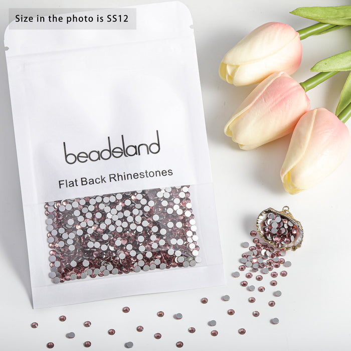 Beadsland Flat Back Crystal Rhinestones Round Gems For Nail Art And Craft Glue Fix- Light purple