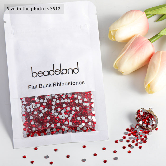 12mm Round Flat-back Rhinestones Red Pkg/96 